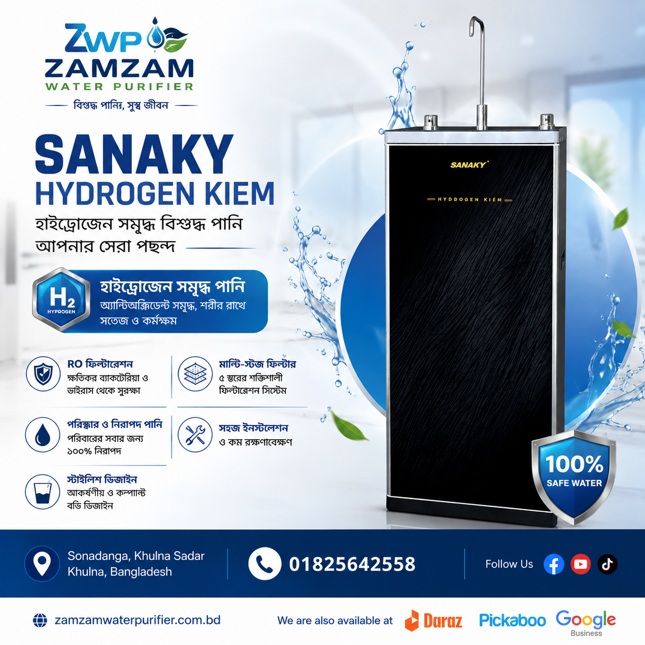 Sanaky SNK-E1HK008-H2 10 Stage Hydrogen Filter RO Water Purifier
