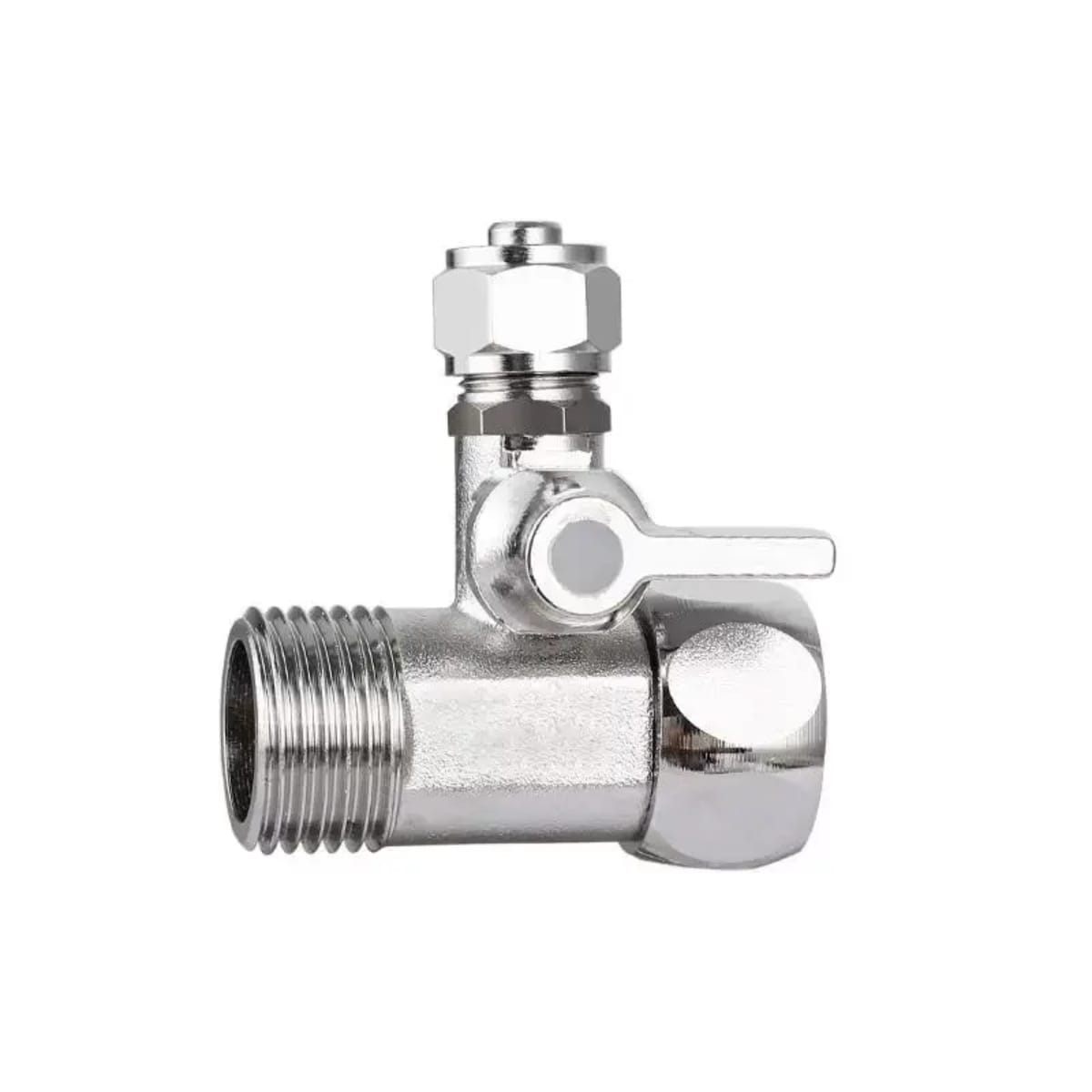1/2 Inch (20mm) OD Metal Thread Tube Adapter Ball Tee Stop Valve with 1/4 Inch (6.5mm) Feed Inlet for RO System |