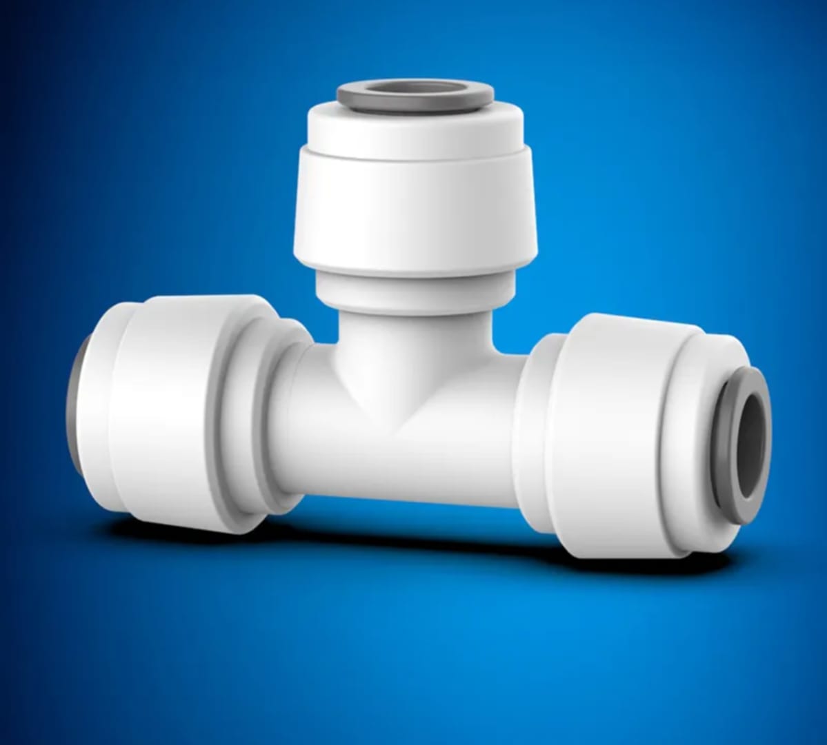 Quick Connect Tee Fitting 1/4 Inch OD × 1/4 Inch OD × 1/4 Inch (6mm) OD for RO Water Purifier
